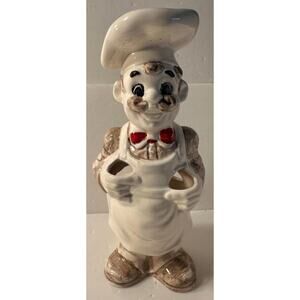 Vintage Jolly Chef Ceramic Kitchen Utensil Holder 11" Tall